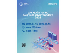 АЖ АХУЙН НЭГЖ, БАЙГУУЛЛАГЫН ТООЛЛОГО-2026