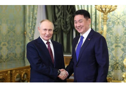 МОНГОЛ УЛСЫН ЕРӨНХИЙЛӨГЧ У.ХҮРЭЛСҮХ, ОРОСЫН ХОЛБООНЫ УЛСЫН ЕРӨНХИЙЛӨГЧ В.В.ПУТИН НАР АЛБАН ЁСНЫ УУЛЗАЛТ ХИЙЛЭЭ.